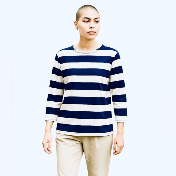 J. Crew Women’s Long Sleeve Blue/White Striped Shirt Size XS 100% Cotton Shirt - Picture 1 of 3